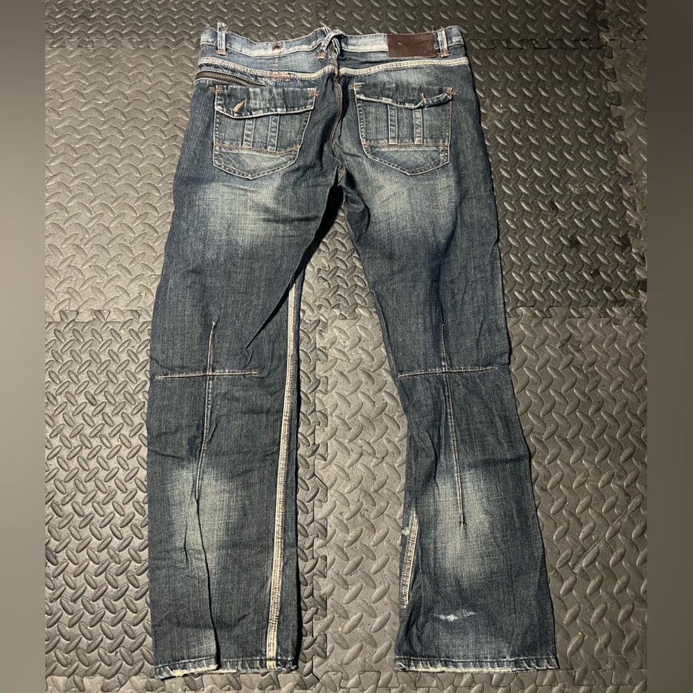 Blue Relaxed Pants with Natural Fading